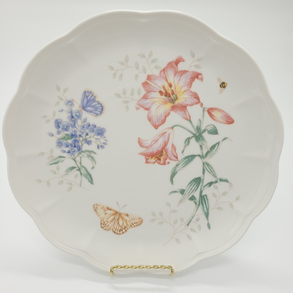 Lenox Butterfly Meadow 11" Dinner Plate Fritillary Bee Flowers Porcelain